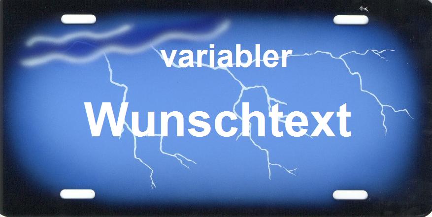 Nummernschild Gewitter blau<br /> 30cm x 15cm