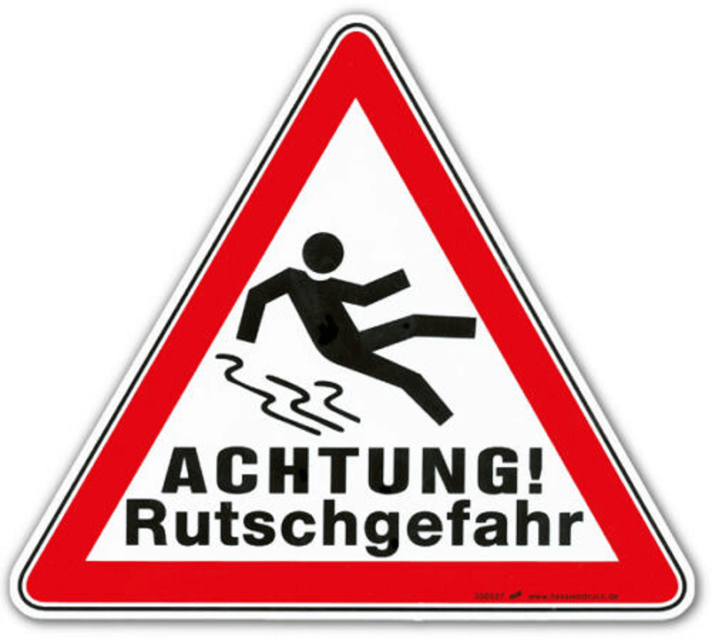 Achtung Rutschgefahr<br />23cm/Seite