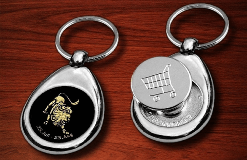 Schlüsselanhänger mit Foto und Einkaufswagenchip