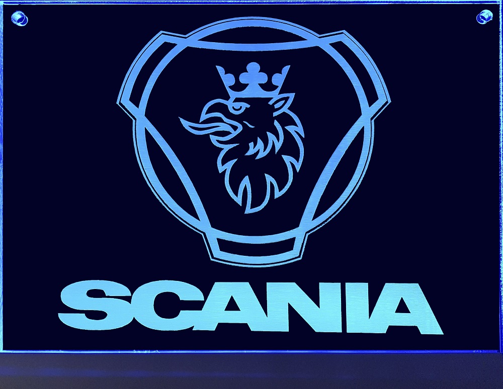 LED Schild SCANIA ▻ mit beleuchtetem SCANIA-Logo